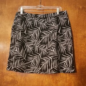 Margaret M Black and White Palm Print Mini Skirt